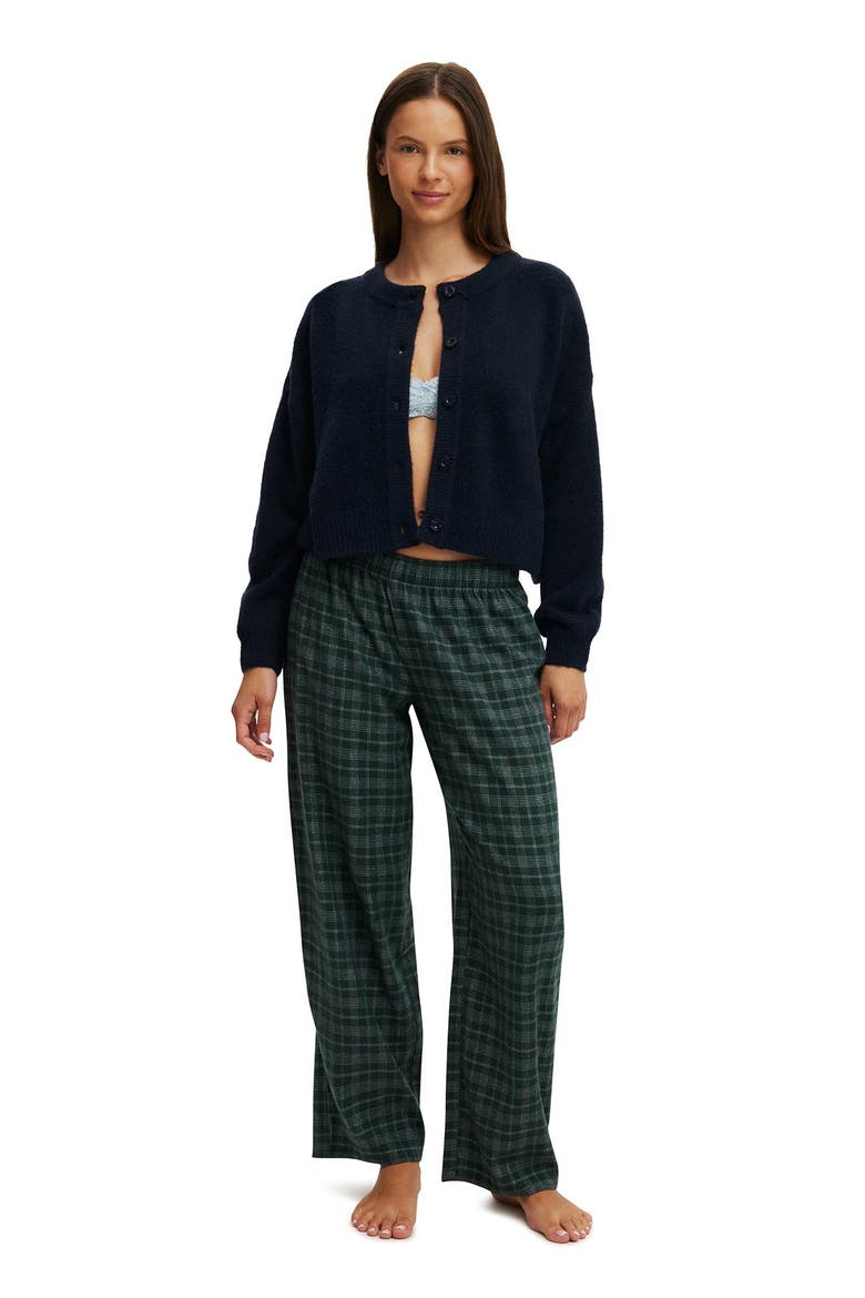 Women's Flannel Barrel Leg Pant, Alternate, color, Odie Check Pine Cone