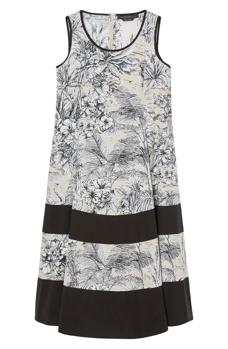 Marina Rinaldi Nandina Print Border Sleeveless Maxi Dress, Main, color, Sand