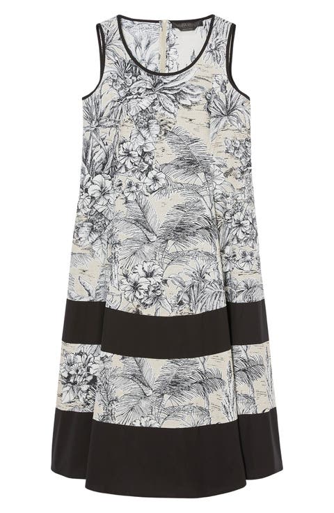 Nandina Print Border Sleeveless Maxi Dress (Plus)