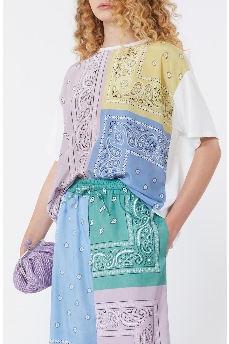 Pampas Bandana Print Stretch Cotton & Silk Top, Alternate, color, MULTICOLOUR