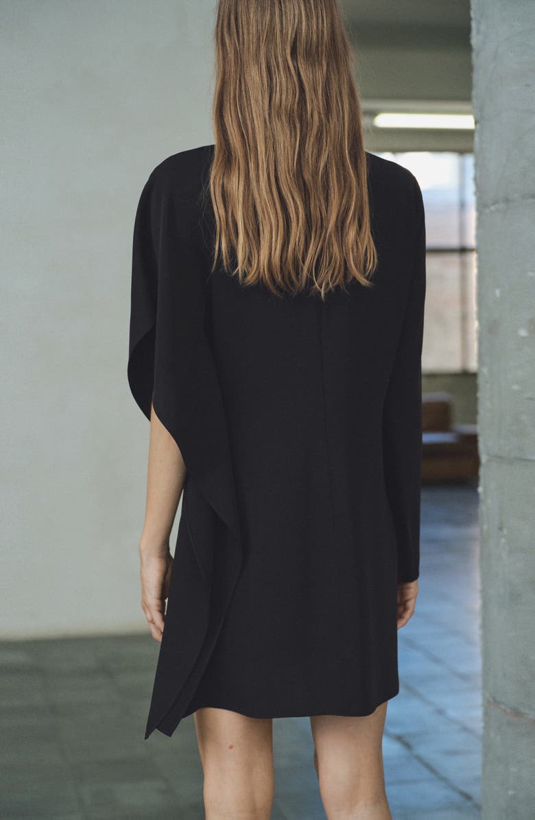 MANGO Asymmetric Sleeve Turtleneck Sweater Dress, Alternate, color, Black