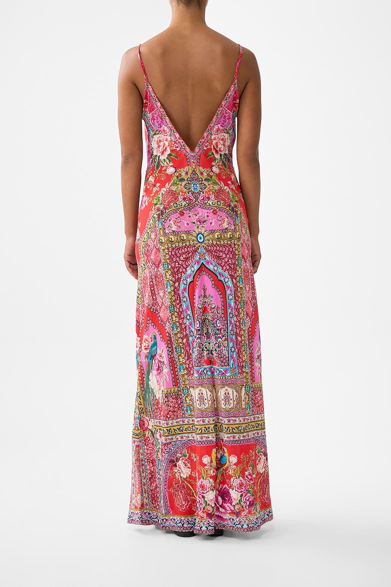 V-Neck Full Length Bias Slip Dress, Alternate, color, Heirloom Empire