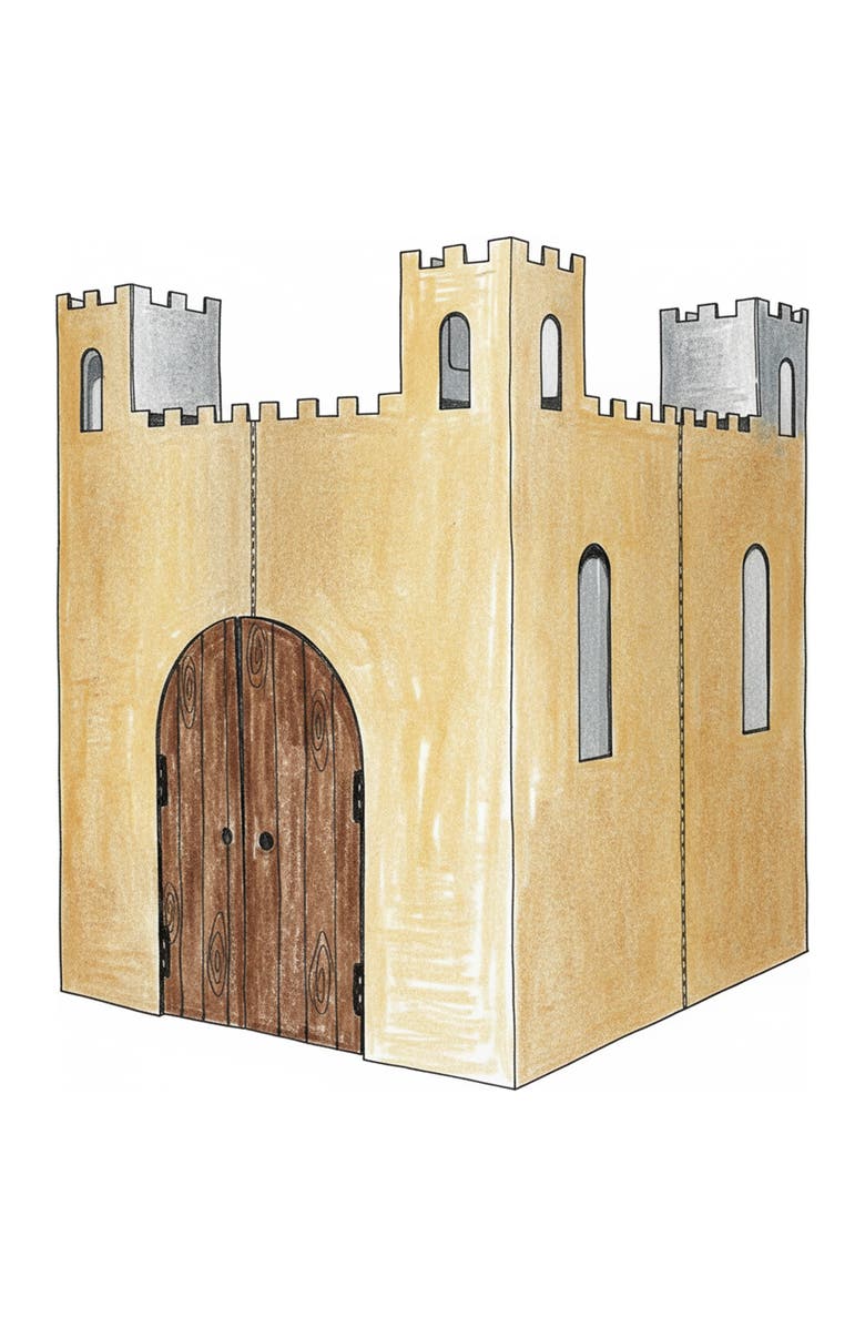 Easy Playhouse Blank Cardboard Castle, Main, color, Multicolored