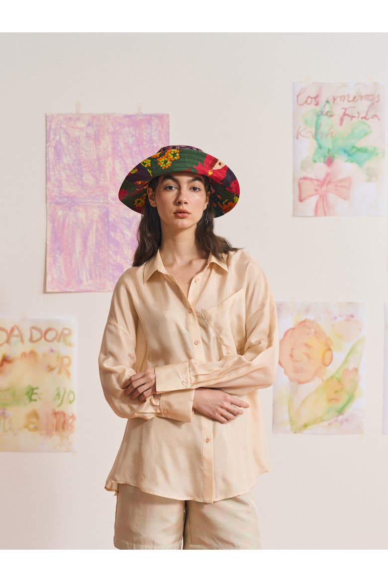 FRIDA x LOST PATTERN "Frida's Garden" Cotton Reversible Sun Hat, Alternate, color, Green