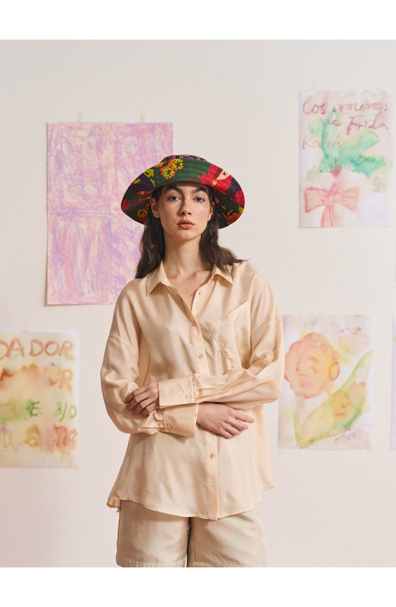 Lost Pattern FRIDA x LOST PATTERN "Frida's Garden" Cotton Reversible Sun Hat, Alternate, color, Green