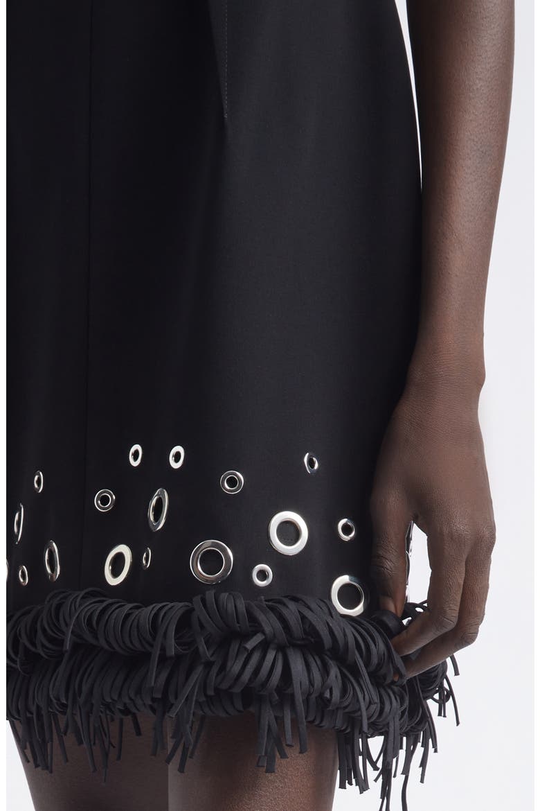Grazziela Grommet Fringe Hem Minidress, Alternate, color, BLACK