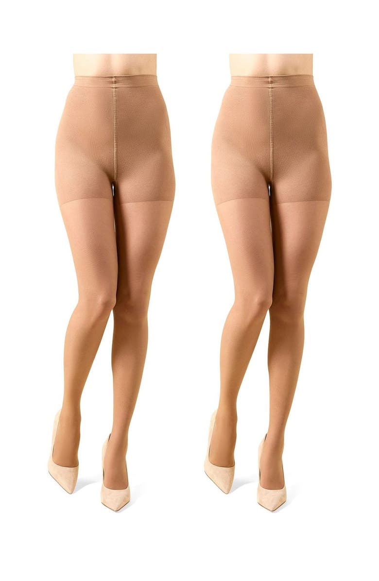 MeMoi 2-Pack Control Top Tights, Alternate, color, Honey