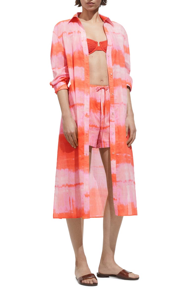 MANGO Tie Dye Long Sleeve Midi Shirtdress, Main, color,