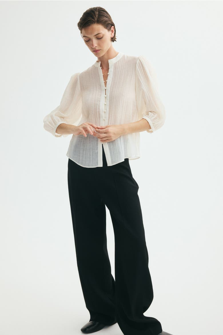 Balloon-sleeved Blouse, Alternate, color, Cream/floral