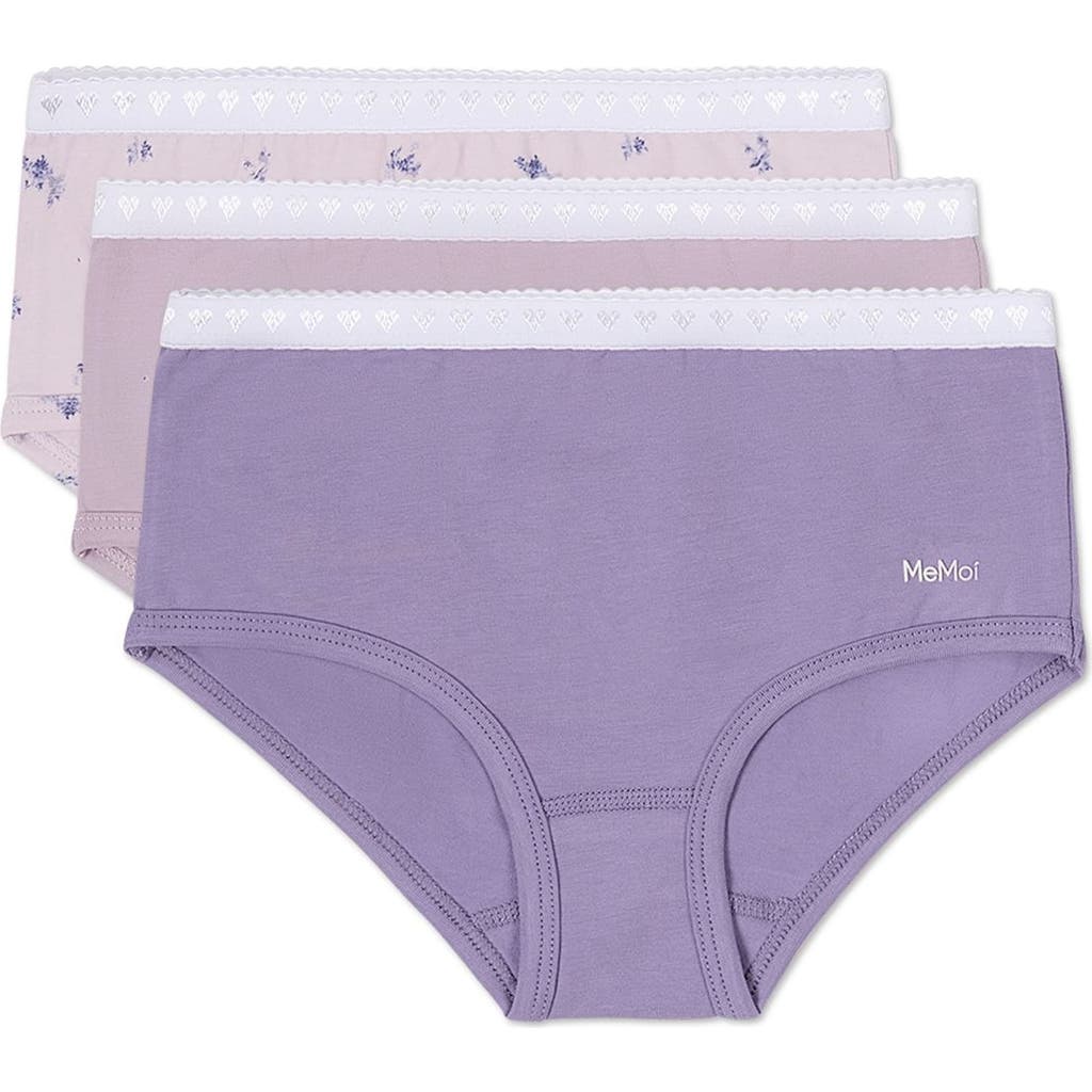 Memoi Girls' 3 Pair Pack Lovely Lavender Floral Briefs In Multi