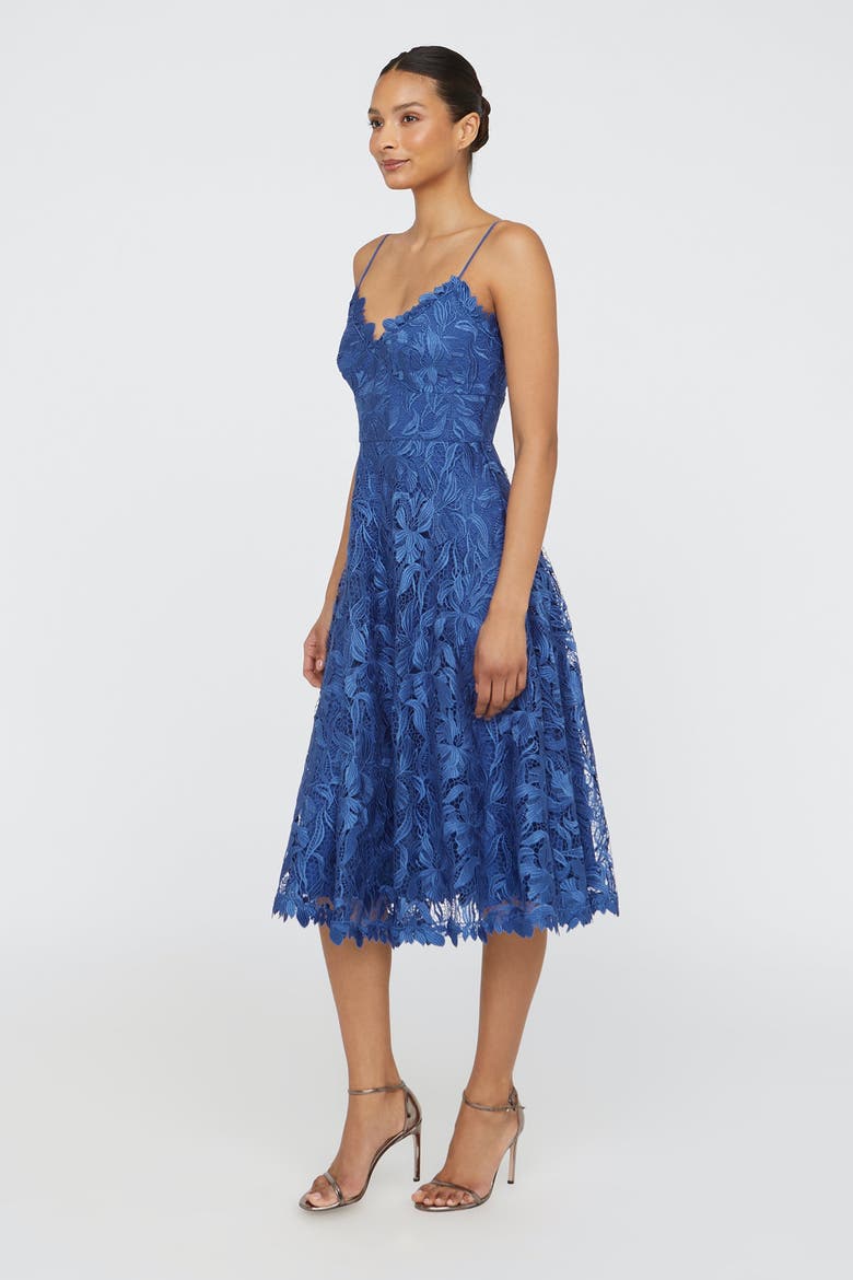 Ainslie Lace Midi Cocktail, Alternate, color, Blue Mirage