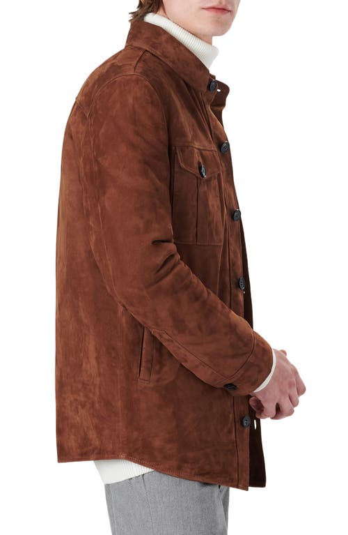 Bugatchi Suede Shirt Jacket In Brown