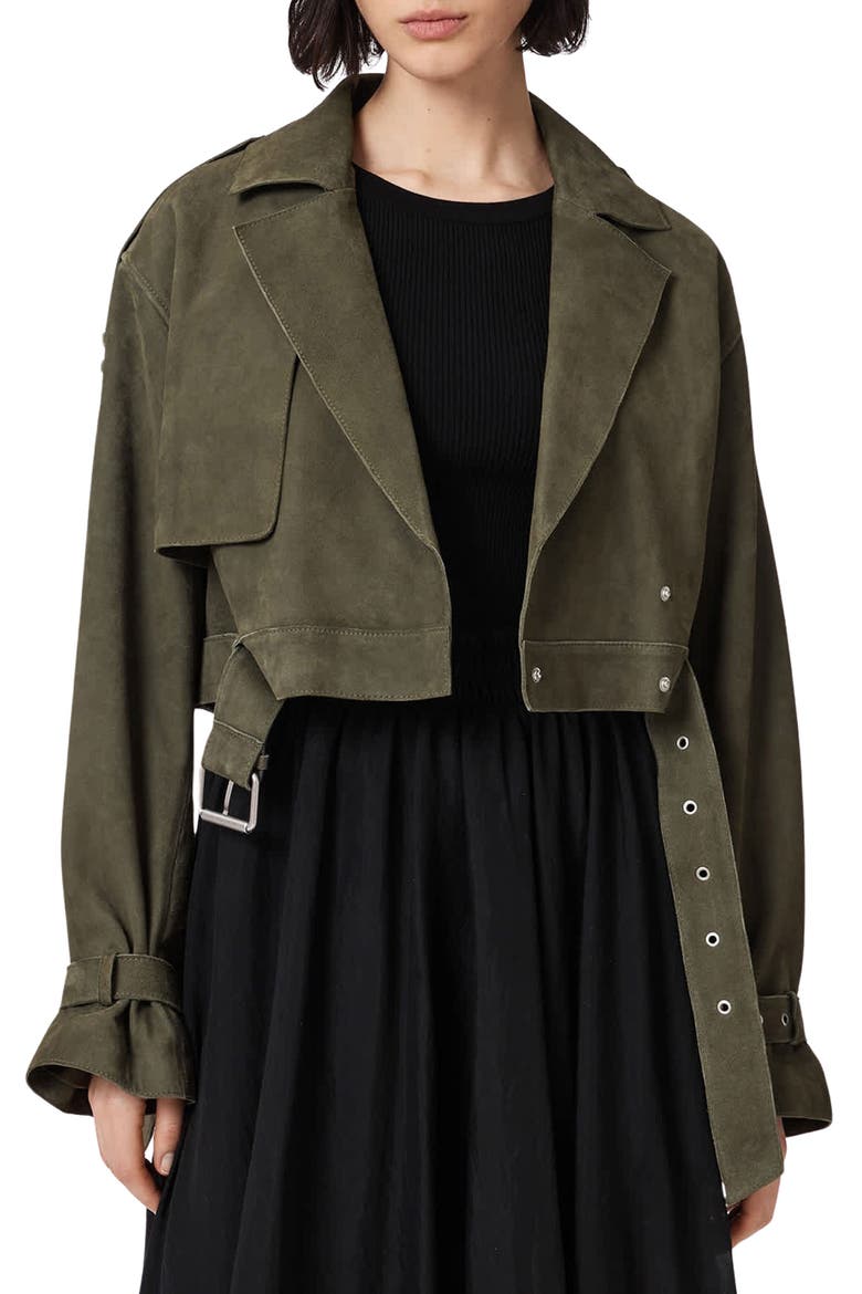 Ophelia Suede Jacket, Main, color, CALEDON GREEN
