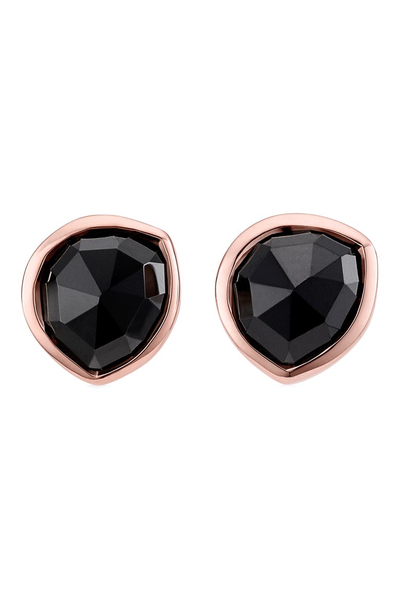 MV Siren™ Stone Stud Earrings, Main, color, BLACK ONYX/ ROSE GOLD