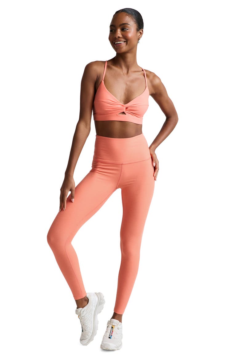 Twist Front Strappy Sports Bra, Alternate, color, DREAMSICLE HEATHER