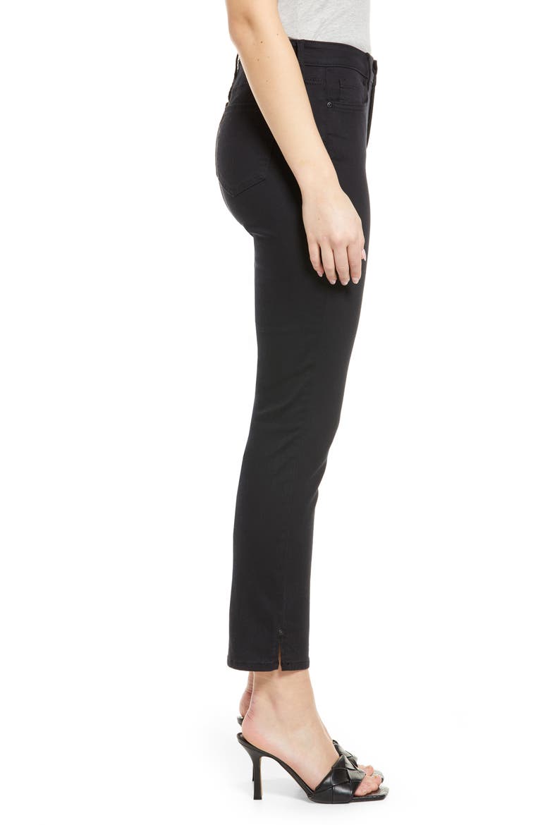Sheri Side Slit Slim Ankle Jeans, Alternate, color, BLACK