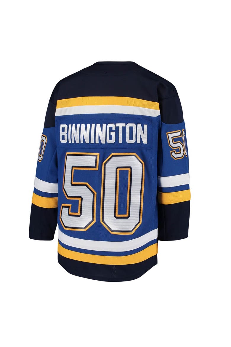 Youth Jordan Binnington Blue St. Louis Blues Home Premier Player Jersey, Alternate, color, Blue
