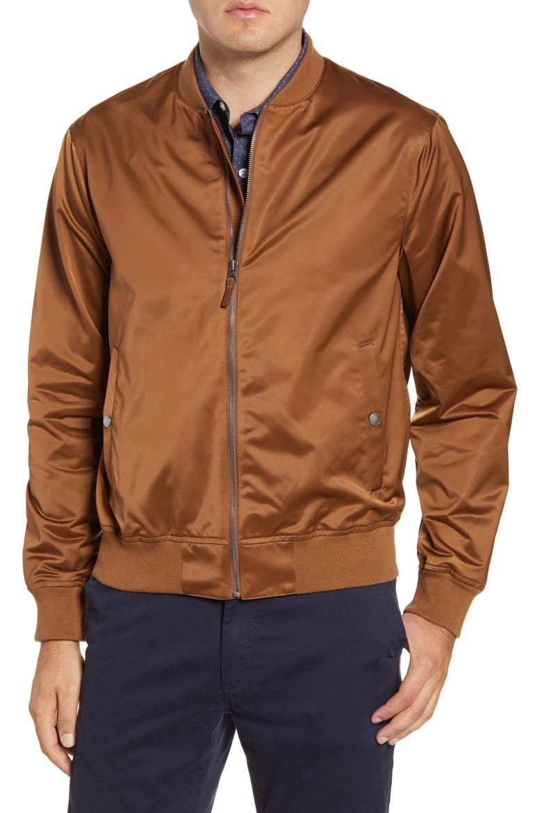 Slim Fit Moto Bomber Jacket, Alternate, color, LIONS MANE