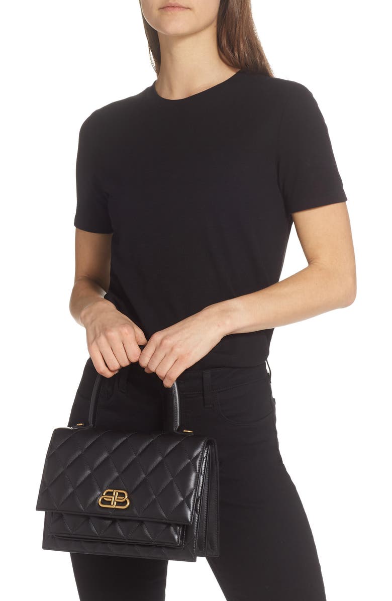 Balenciaga Medium Sharp Quilted Leather Shoulder Bag, Alternate, color,