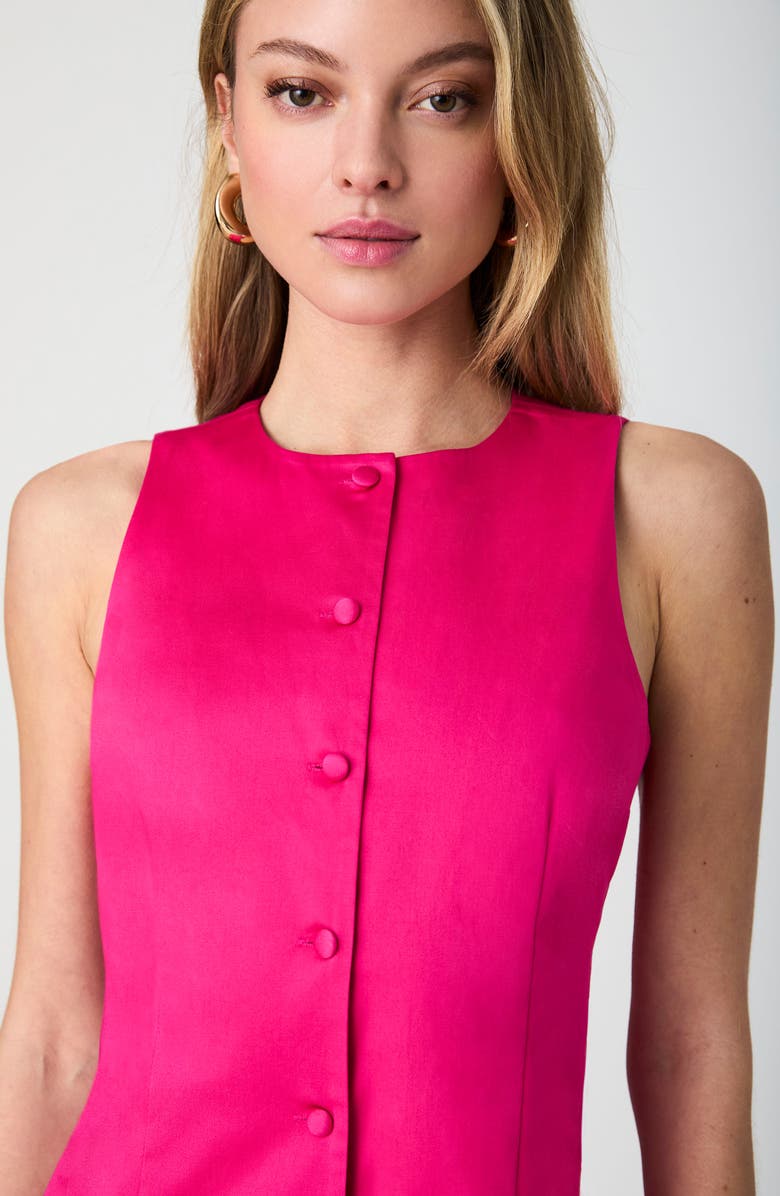 French Connection Sleeveless Cotton Sateen Minidress, Alternate, color, Cerise Pink
