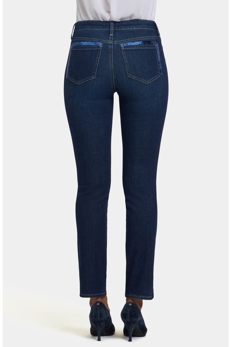 Sheri Slim Leg Sequin Trim Jeans, Alternate, color, INDIGO SEINE