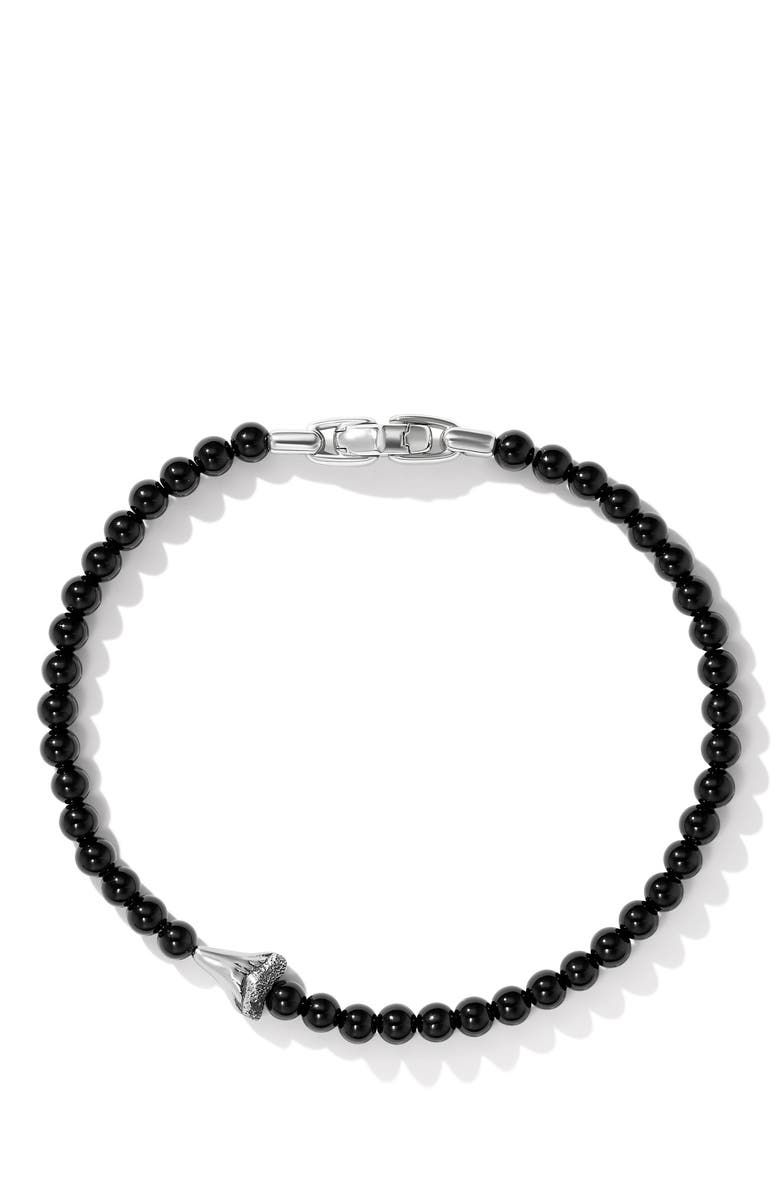 David Yurman Men's Beaded Shark Tooth Pendant Bracelet, Alternate, color,