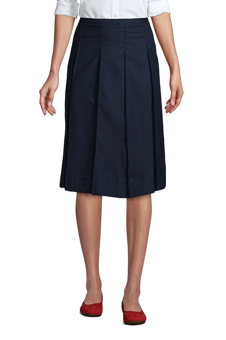 School Uniform  Solid Box Pleat Skirt Below the Knee, Main, color, Classic Navy