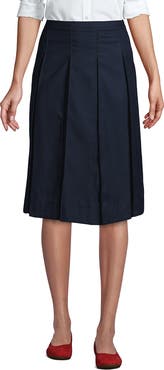 Lands' End School Uniform  Solid Box Pleat Skirt Below the Knee