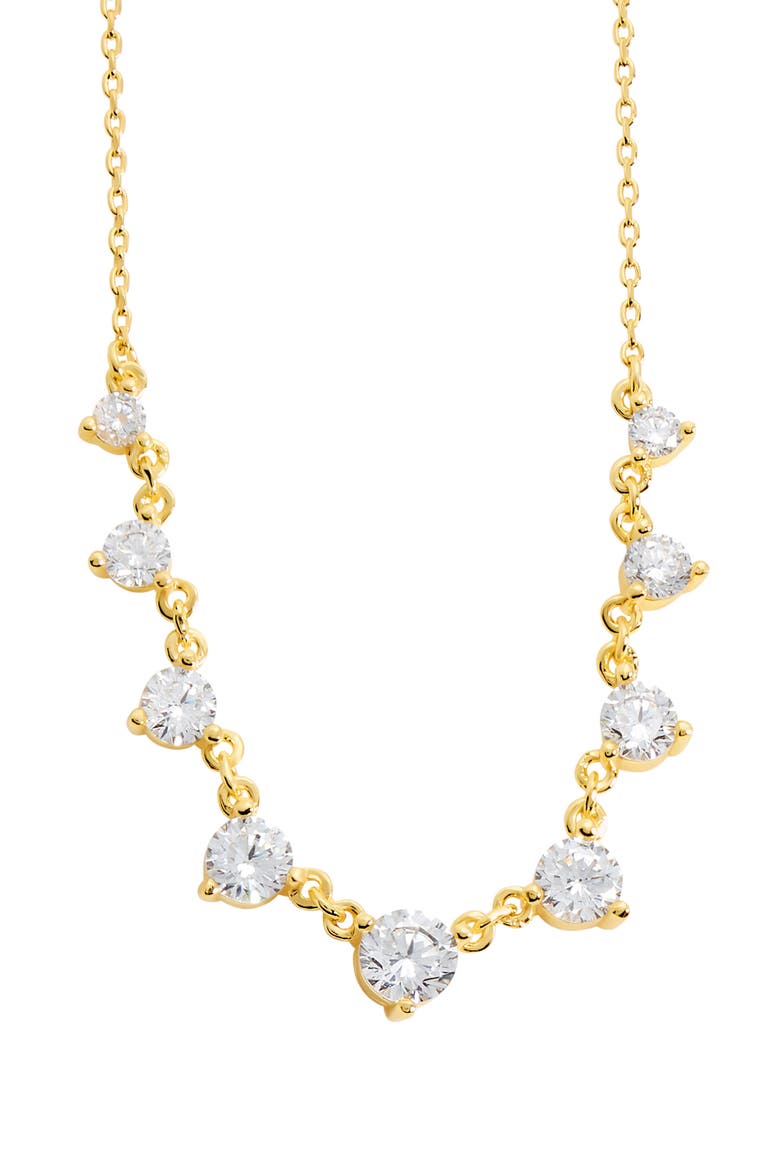 Graduated Cubic Zirconia Chain Necklace, Main, color, GOLD