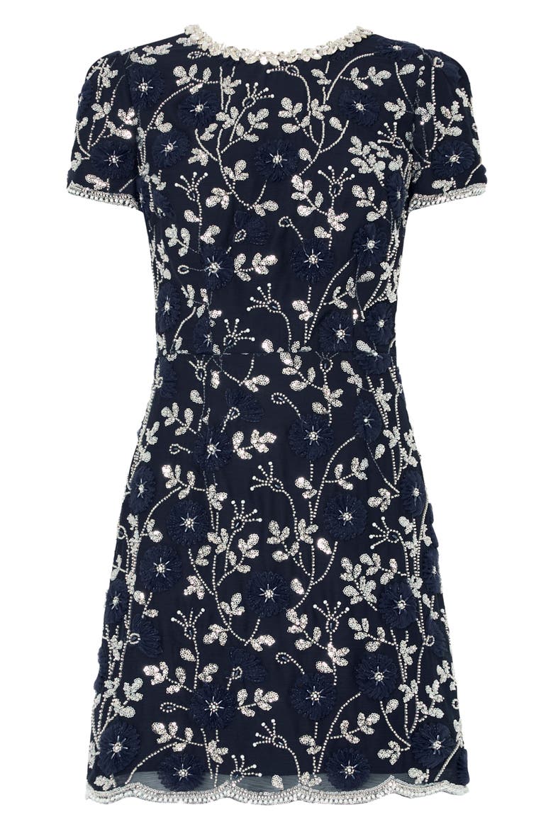 Daisy Star Sequin Minidress, Main, color, NAVY/ SILVER