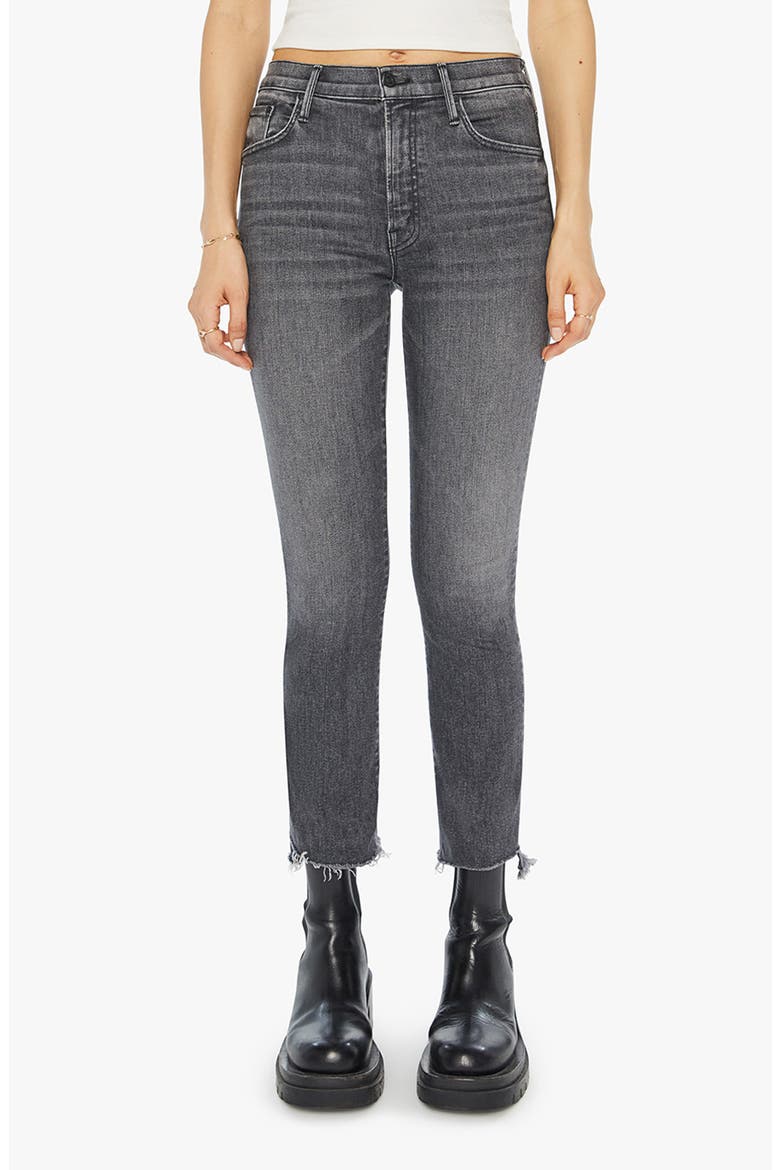 The Insider High Waist Frayed Step Hem Crop Bootcut Jeans, Main, color, UP IN SMOKE