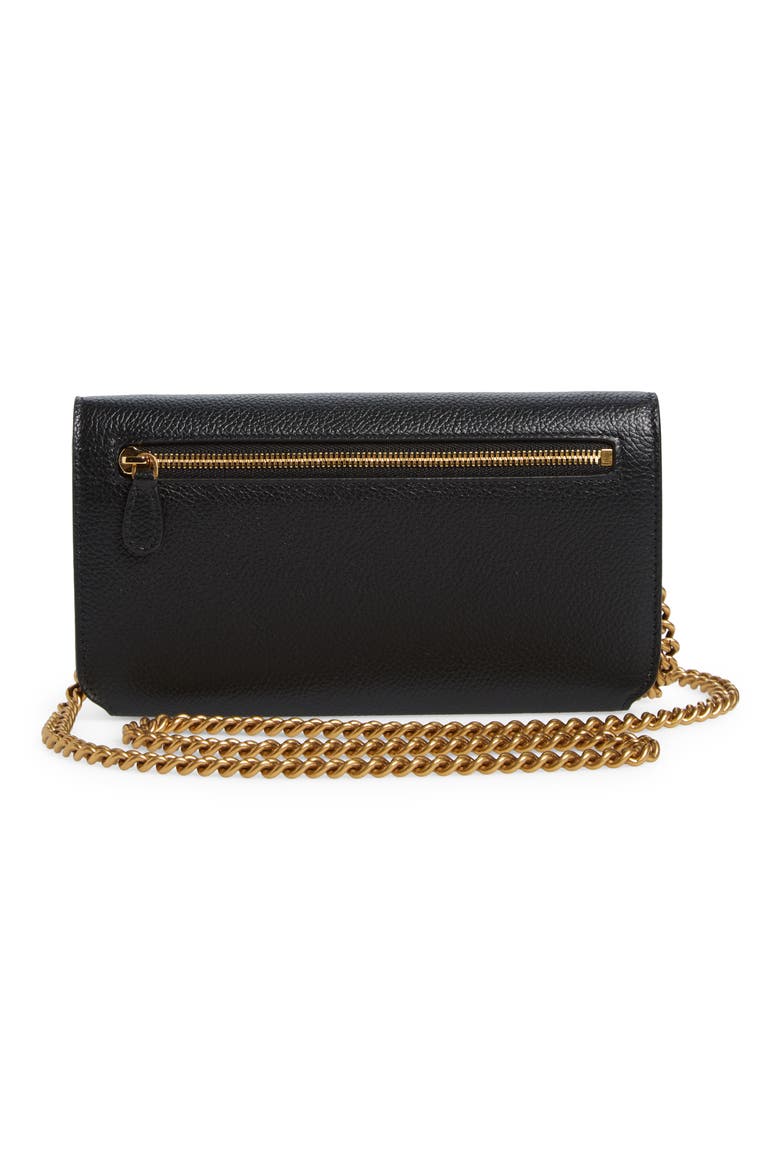 Everyday Calfskin Leather Wallet on a Chain, Alternate, color, BLACK/ WHITE