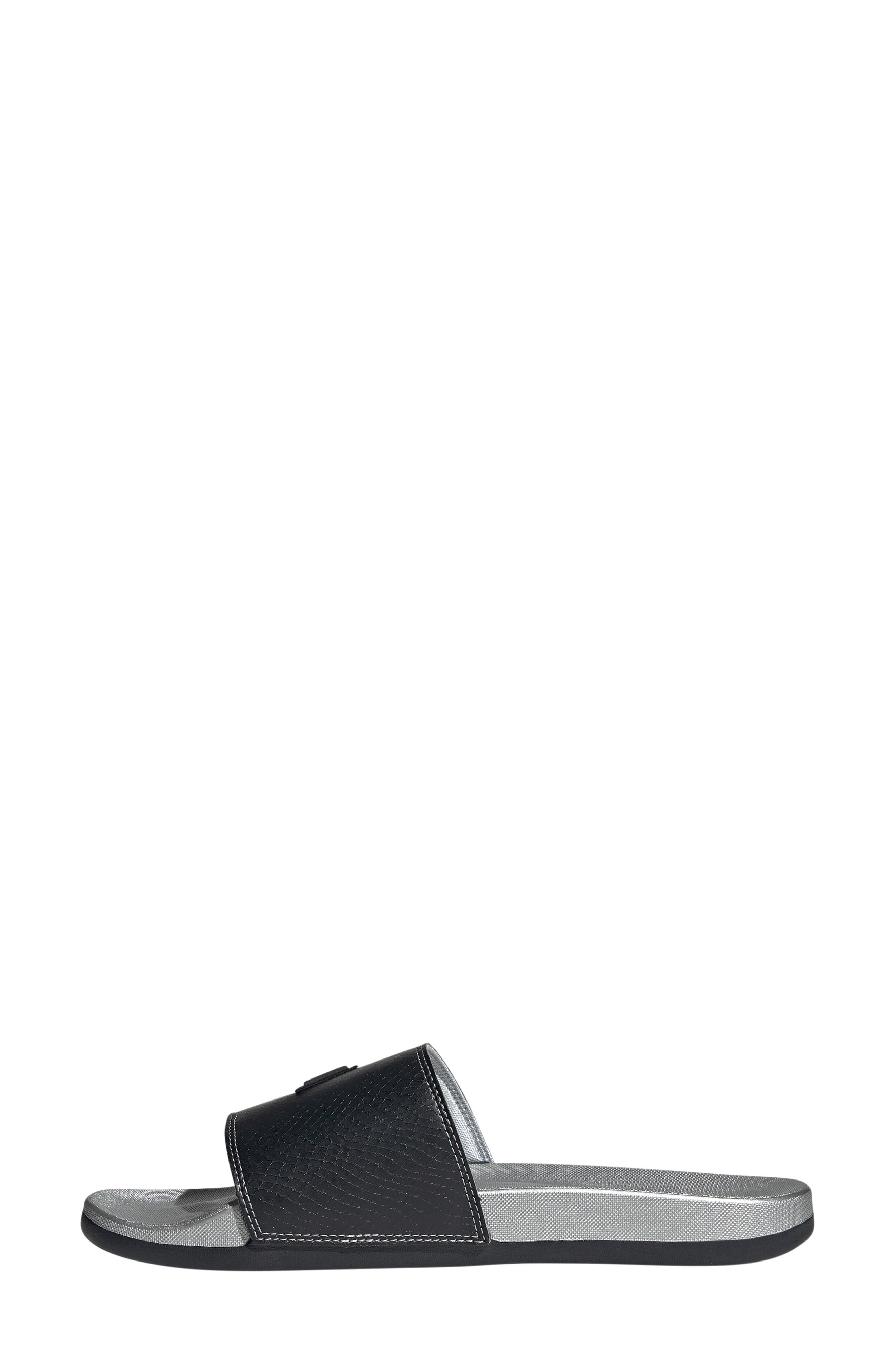 adidas Adilette Comfort Slide Sandal, Alternate, color, Black/ Black/ Silver Metallic