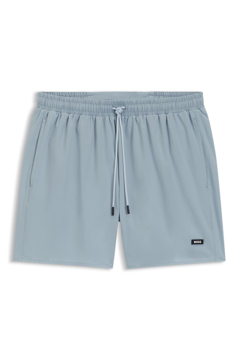BOSS Solid Stretch Swim Trunks, Alternate, color, Open Blue