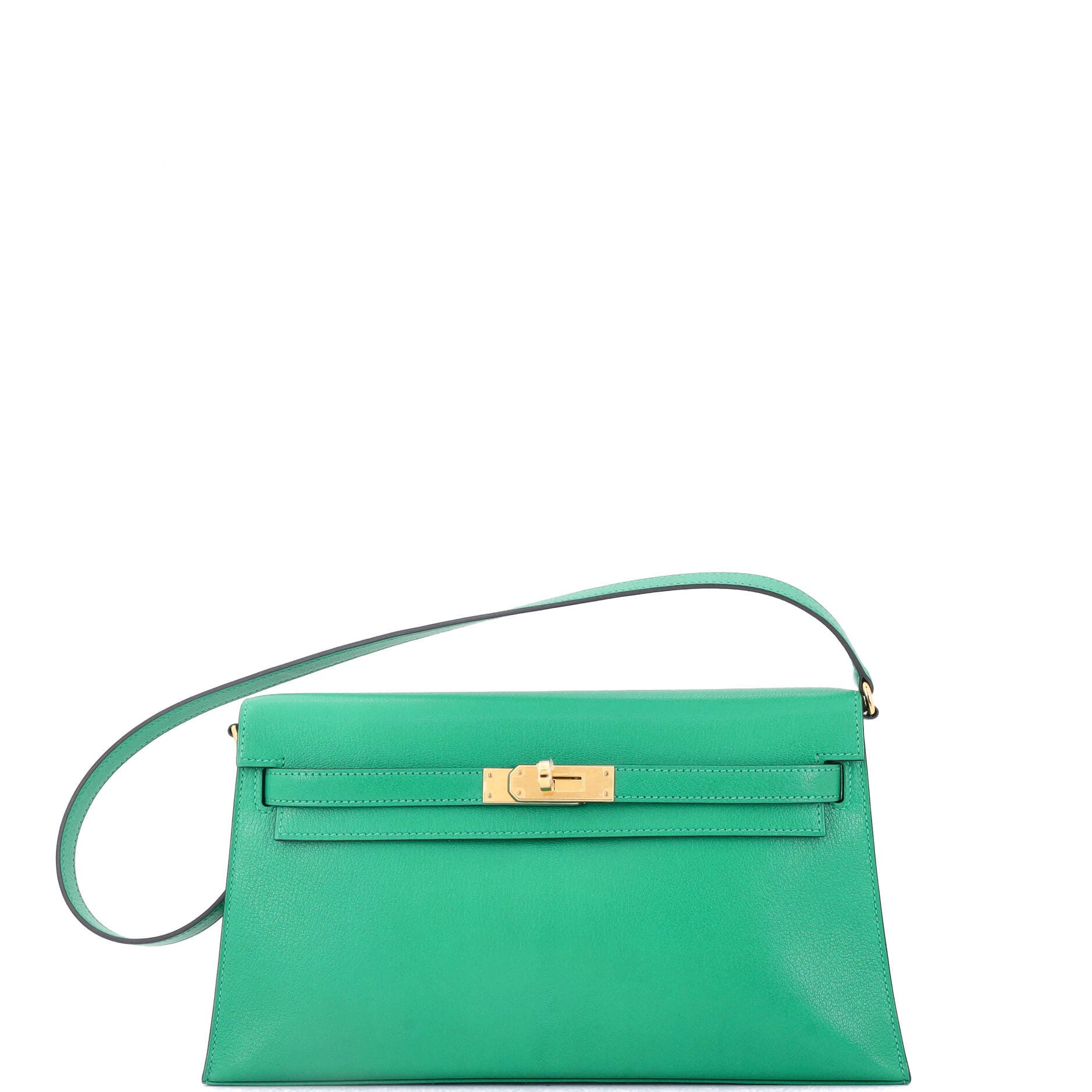 Pre-Owned Hermes Kelly Elan Shoulder Bag Chevre Chamkila, Main, color, Menthe