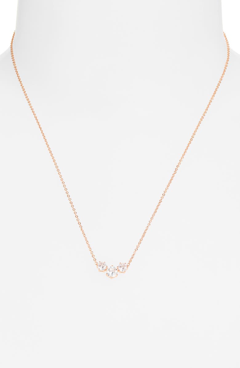 Nadri Serena Mini Frontal Necklace, Alternate, color, Rose Gold
