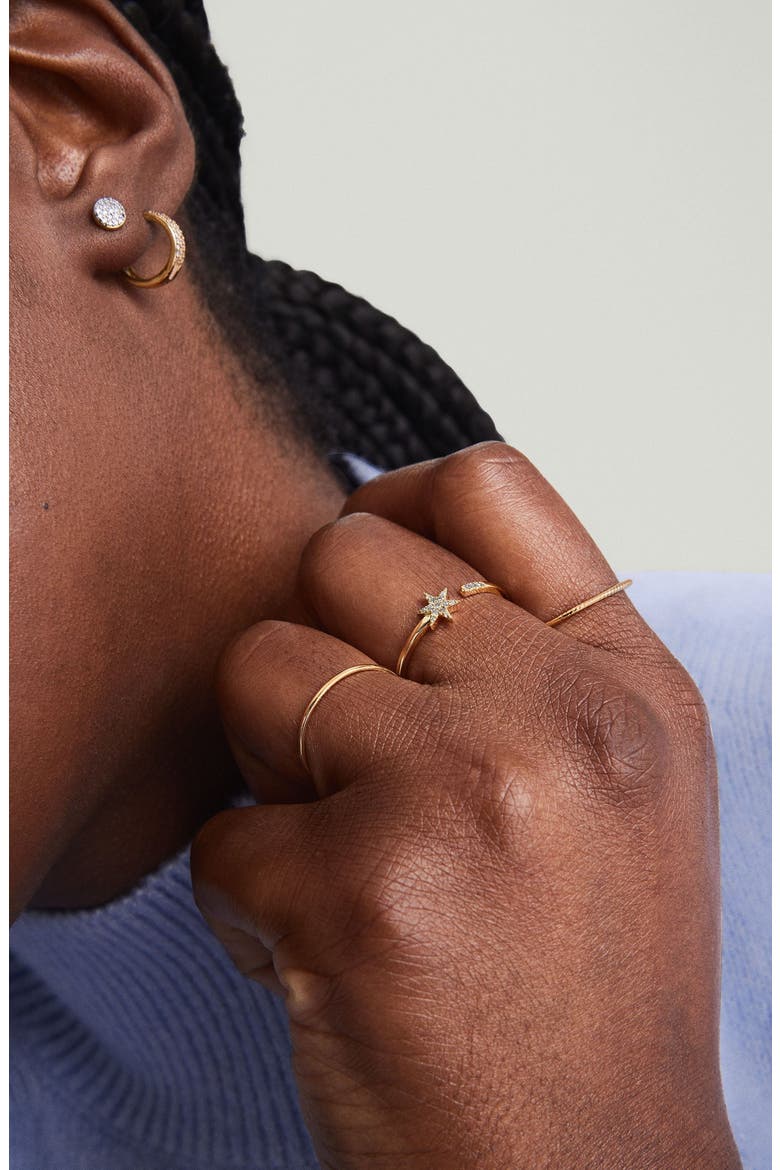 Pavé Diamond Star Open Ring, Alternate, color, Yellow Gold