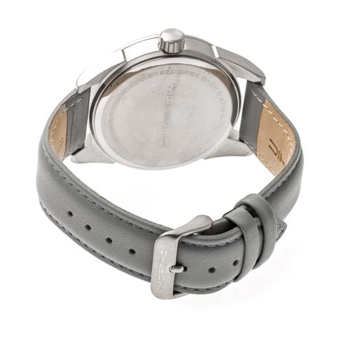 Morphic M63 Series Leather-band Watch W/date In Silver/grey