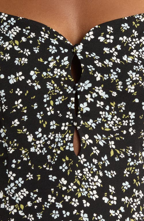 Reformation Francy Floral Print Cutout Tank In Black