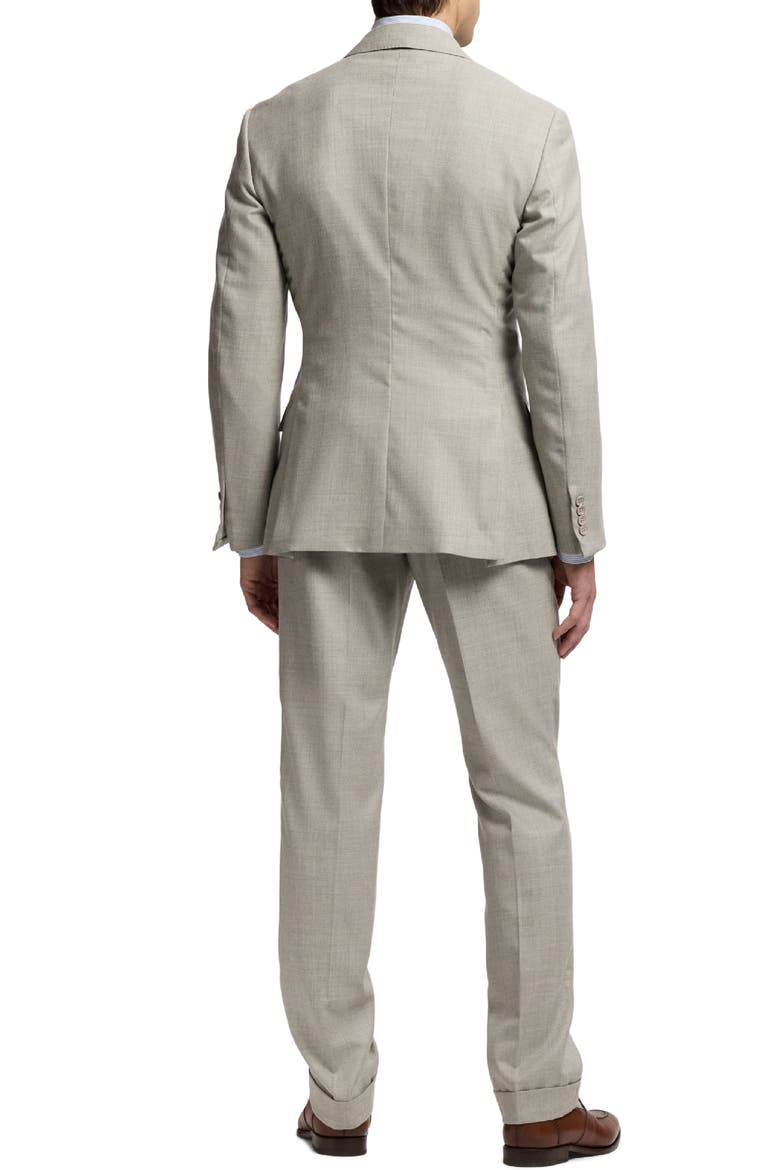 Double Breasted Worsted Flannel Suit, Alternate, color, GREY
