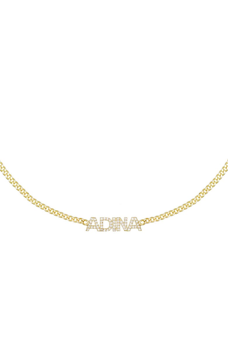 BY ADINA EDEN Personalized Pavé Nameplate Choker, Main, color,