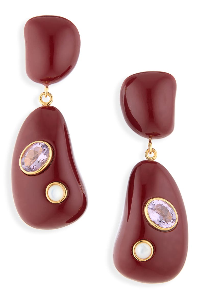 Satsuma II Drop Earrings, Main, color, PURPLE