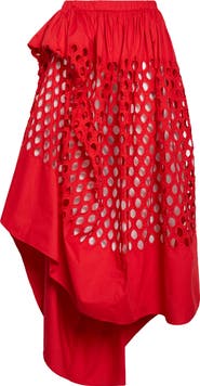 Diotima Dame Asymmetric Cotton Eyelet Skirt