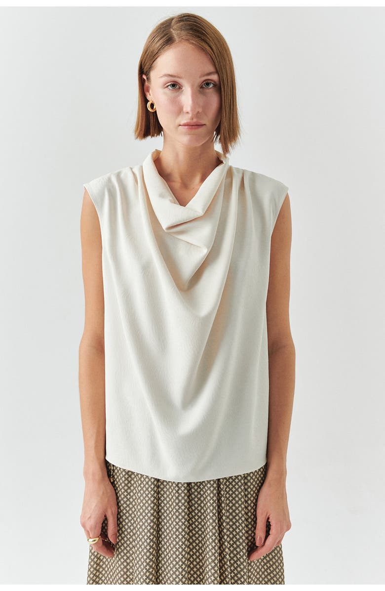 Exquise Ashlyn Cream Sleeveless Cowl Neck Blouse, Main, color, Cream