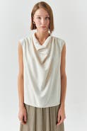 Exquise Ashlyn Cream Sleeveless Cowl Neck Blouse