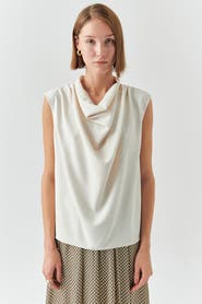 Exquise Ashlyn Cream Sleeveless Cowl Neck Blouse