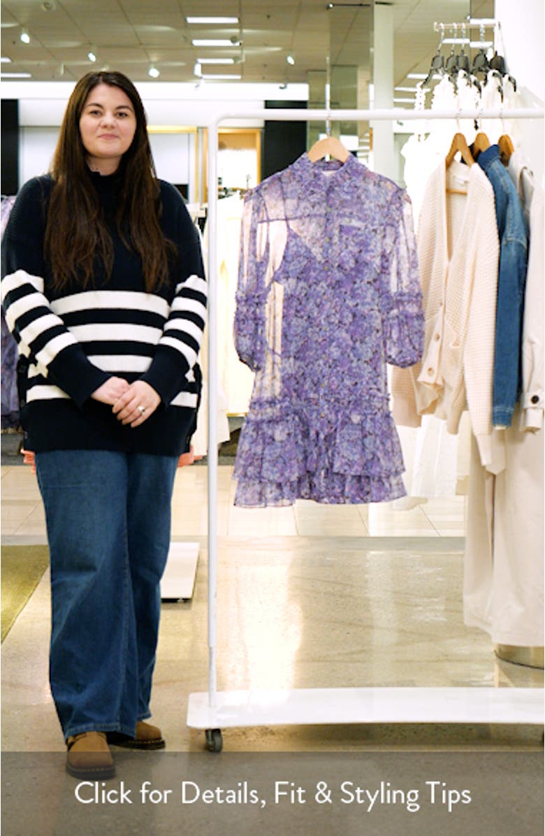 Painted Hydrangea Marsea Ruffle Chiffon Shirtdress, sales video thumbnail