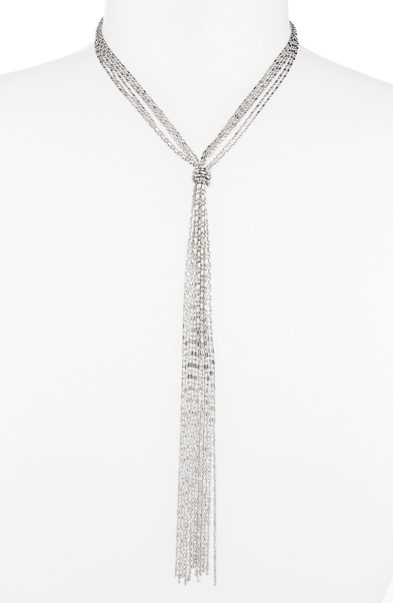 Nordstrom Multistrand Bead Chain Y-Necklace, Alternate, color, Rhodium