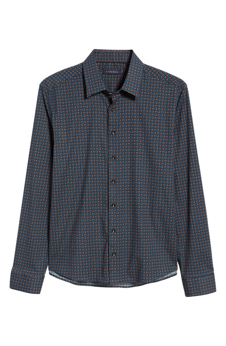 Stone Rose Scotch Print Stretch Woven Button-Up Shirt, Alternate, color,