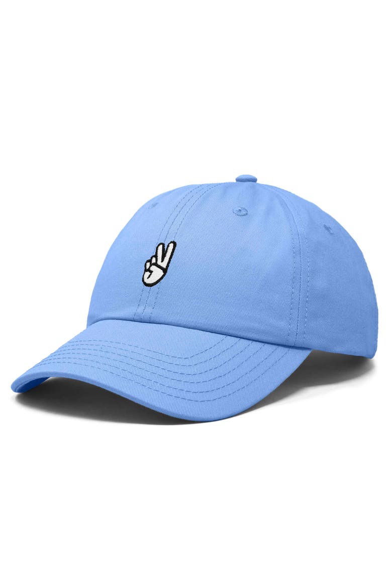 Peace Sign Embroidered Dad Hat, Alternate, color, Light Blue